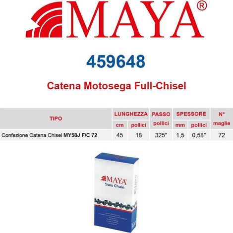 Catena confezionata .325&quot 1.5 mm - .058&quot 72 maglie con antirimbalzo profilo Quadro - 459648