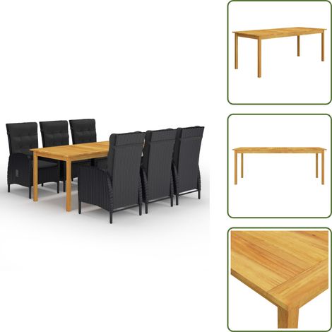 Tavolo in legno - vidaXL Set da Pranzo da Giardino 7 pz Nero - Sedie in rattan