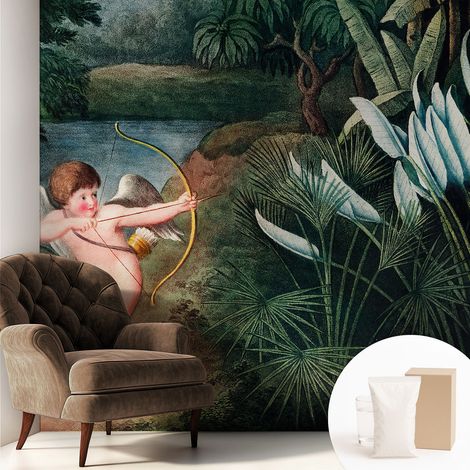 Fototapete - Tapete Vliestapete mit Kleber - Wandtapete Moderne Wandbild Schlafzimmer Wohnzimmer Charmantes Amoretchen 250x250 cm (1/5)