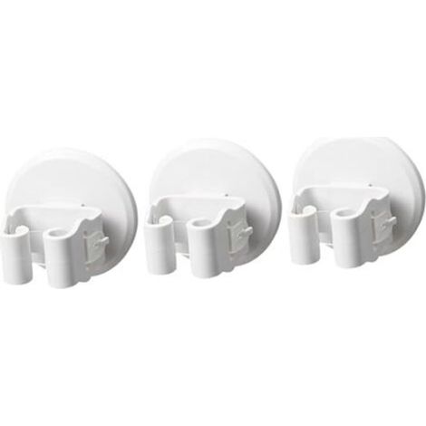 3pcs White Plastic Mop and Broom Holder Hanging Hooks, Mop Clip, Broom Clip, Mop Clip, Drill-Free Hook (1/4)