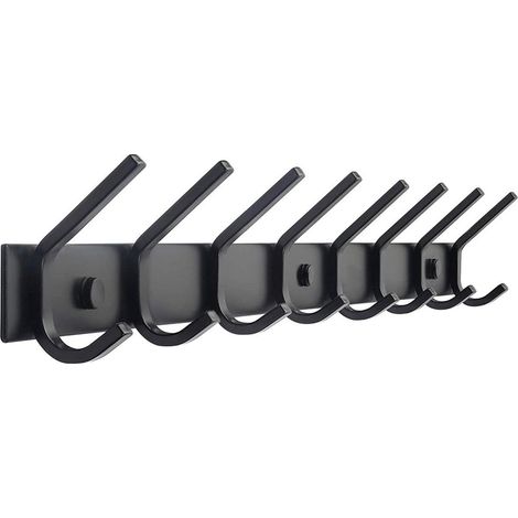 TOJ Living Porte-manteau mural 16 crochets – Patère murale / porte-serviettes – Style industriel & moderne – Acier inoxydable – 62 cm – noir mat (1/5)