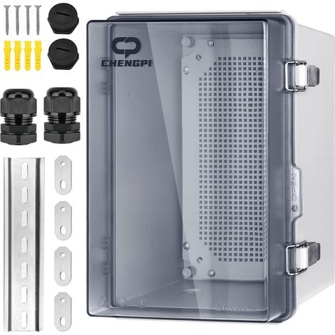 Boîte de Dérivation Electrique,Boitier Electrique Étanche avec Couvercle à Charnière,IP66 Boîte de Jonction en Plastique ABS,Couvercle Transparent Coffret Électrique 200x300x170MM (1/5)