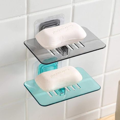 Set mit 2 Seifenschalen mit Saugnapf aus Kunststoff, 13,4 x 8,7 cm (1/3)