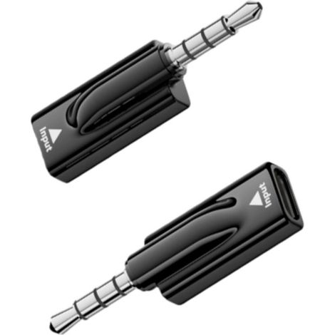 3,5 mm mâle vers USB-C femelle avec puce DAC — Pack de 2 adaptateurs, 16bit/48KHz, 40mW, Noir (1/4)