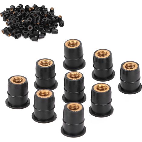 Lot de 100 écrous borgnes M6x0,8mm en caoutchouc pour pare-brise moto et quad, fixation carrosserie, visserie amortissante (1/5)