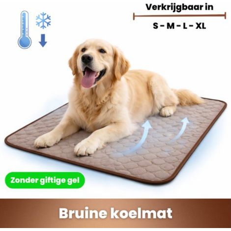 Kühlmatte für Hunde und Katzen  Braun L  70 x 55 cm  Kühlmatte ohne giftiges Gel  Natürlicher Kühleffekt  Rutschfest  Waschbar (1/5)