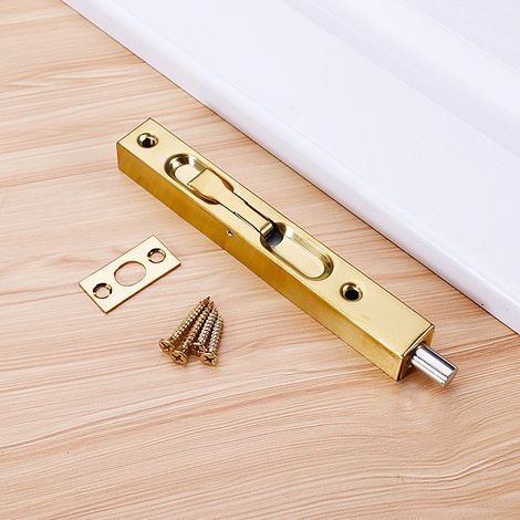 Serrure invisible pour porte-fenêtre de 15 cm (6 pouces) en acier inoxydable avec quincaillerie et pênes métalliques, compatible avec les portes en bois composite et les portes à double vantail - Or (1/4)