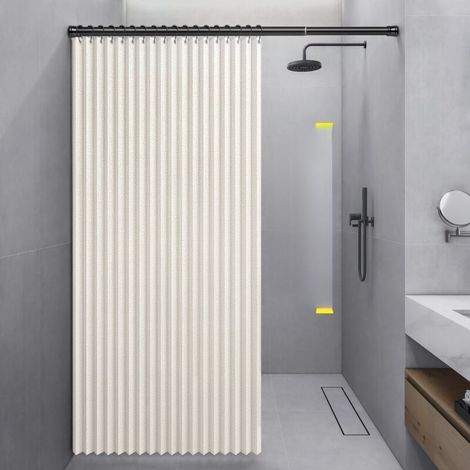 Rideau de porte accordéon occultant, rideau de douche pliable et imperméable, sans perforation (100 x 200 cm, Beige) (1/4)