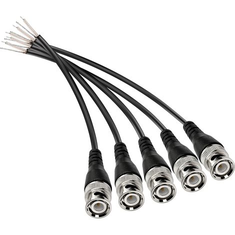 5 Connecteur BNC, Câble 20cm Cuivre, Fiche Mâle Q9, Pour Caméra CCTV