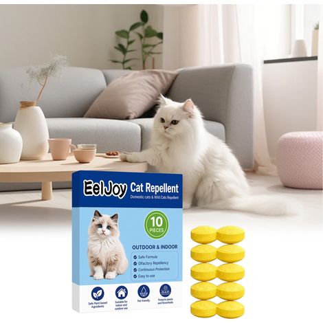 Comprimés répulsifs pour chats, formule à base de plantes, utilisation pratique à la maison pour empêcher les chats de griffer et de déterrer leurs excréments -- 10 comprimés répulsifs pour chats, 3 s (1/5)