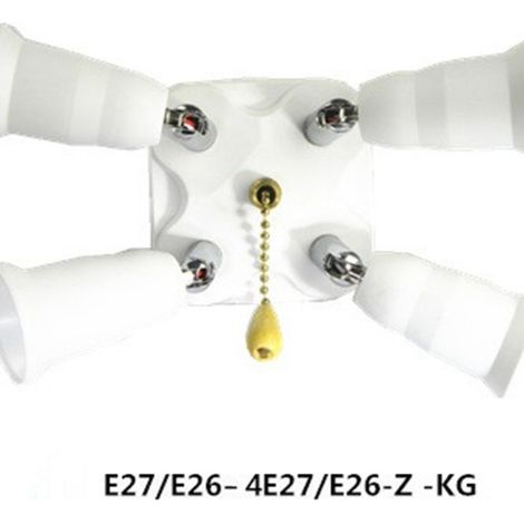 Adaptateur E27 vers 4 E27 avec interrupteur à fermeture éclair, douille et support de lampe universels ignifugés CE. (1/5)