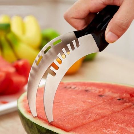 1 pièce Trancheuse à pastèque en acier inoxydable, couteau à fruits coupe-conique, ustensile de cuisine polyvalent pour melon et fruits tendres