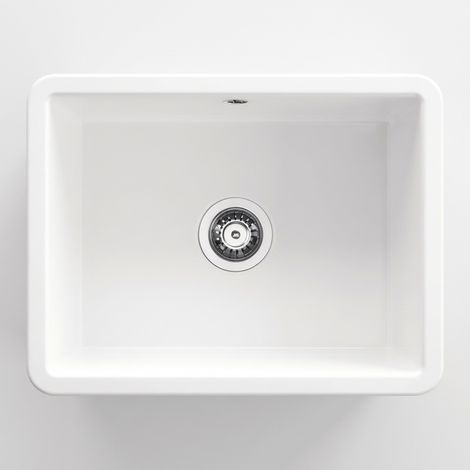 Évier de cuisine encastrable en céramique à 1 cuve, 55,7 x 43 cm, finition blanche - Giovy (1/5)