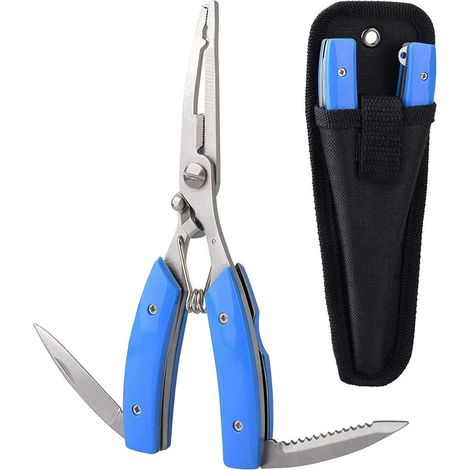 Pinze da pesca in acciaio inossidabile, forbici da pesca a treccia Taglia ami da pesca Accessori per attrezzatura da pesca,Blu (1/5)