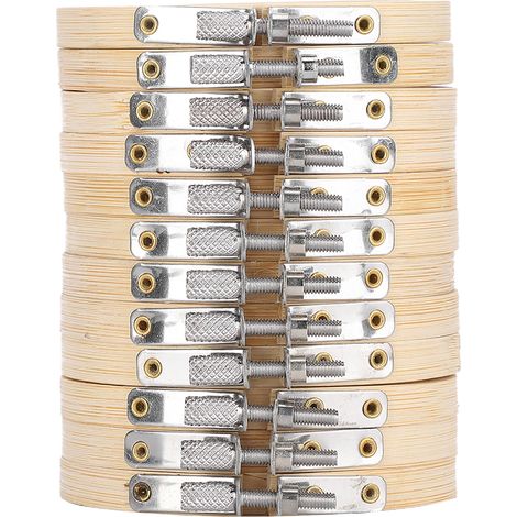 Set mit 12 Bambus-Stickrahmen (9 cm / 3,5 Zoll) mit verstellbaren Ringen, Werkzeug für Kreuzstichstickerei und Bastelarbeiten. (1/5)