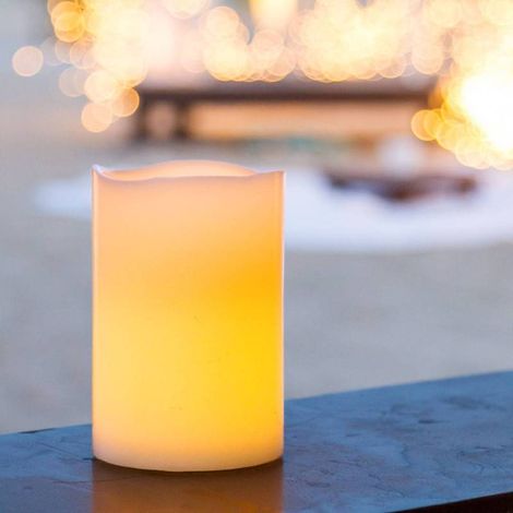 Bougie cire Ivoire cylindrique Ø10cm, 2 LED BLANC CHAUD Lotti (1/5)