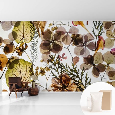 Papier peint intissé décoratif pour salon chambre et cuisine Facile à poser avec colle Composition naturelle 416x254 cm (1/5)