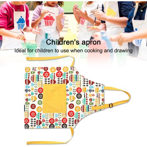 Tablier de cuisine rembourré en coton épais pour enfants avec poches, idéal pour la maison et la famille (parent-enfant). (1/5)