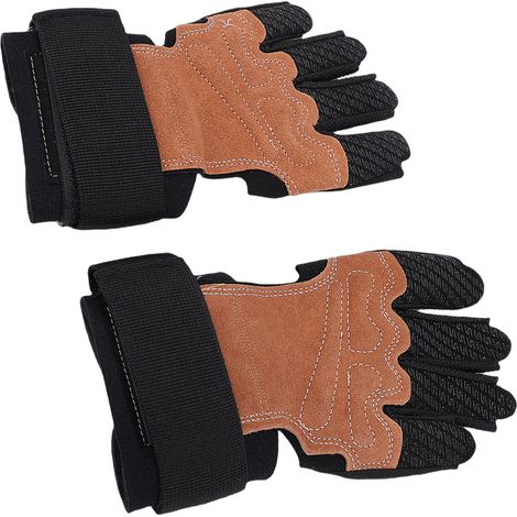 Gants d'entraînement rembourrés en cuir de vachette antidérapant avec support de poignet ajustable pour hommes et femmes, idéaux pour la musculation, la course à pied et l'exercice (taille M). (1/5)