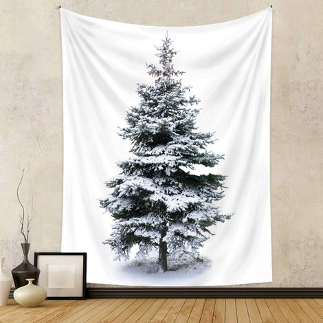 1 pièce Tapisserie murale sapin de Noël, flanelle douce avec lumières intégrées, 100 x 150 cm, décoration intérieure festive pour appartement ou chambre étudiante (1/3)