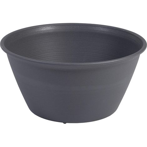 Iris Ohyama, Pot pour plantes Jardinière ronde avec système de drainage/réservation de l'eau   pour le jardinage - Round Plant Pot 360, Gris