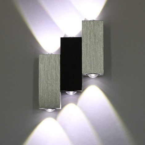 AMXCNOY 6W applique murale luminaire à éclairage orienté vers le haut et vers le bas, décorative pour intérieur, idéale pour chambre, escalier, salon et bureau — lumière blanche froide (1/4)