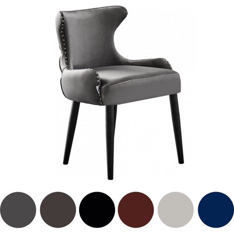Silla de comedor individual de terciopelo Oxford LUX - Silla tapizada para comedor, cocina - Gris oscuro (1/5)