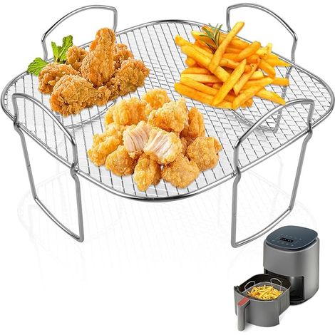 Air Fryer Grill, Air Fryer Accessories for Air Fryer 5.5L/6.4L Air Fryer Grid Square 304 Stainless Steel Compatible with Most Air Fryers (1/5)