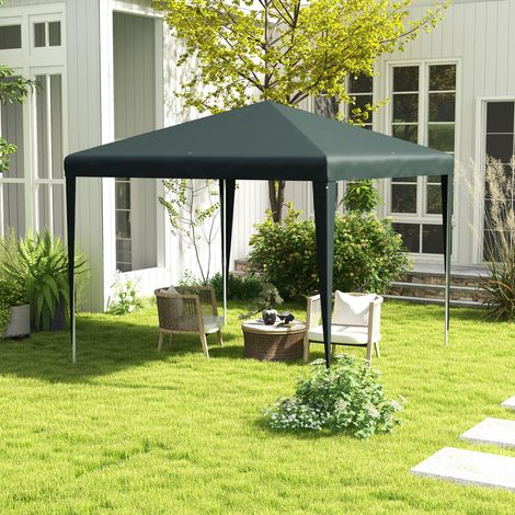 Gartenpavillon 2,7 x 2,7 m mit Heringen und Seilen, Stahlrahmen und PE-Beschichtung, Dunkelgrün
