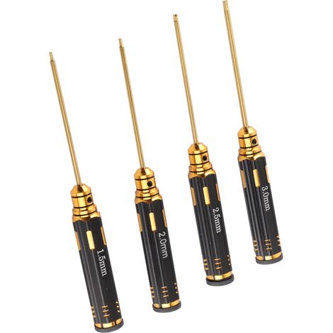 Modellflugzeug-Schraubendreher, titanbeschichtet, 4er-Set, schwarz, 1,5 mm/2,0 mm/2,5 mm/3,0 mm (1/5)