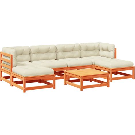 Maison Exclusive - Set de sofás jardín 7 pzas con cojines madera (1/5)