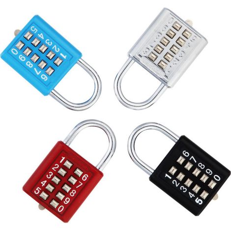 4 pcs Cadenas en acier inoxydable avec combinaison de 10 chiffres pour le verrouillage du mot de passe , sans clé pour le terrain de sport et le vestiaire