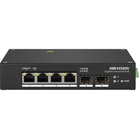 Hikvision DS-3T0506HP switch di rete Non gestito Gigabit Ethernet (10/100/1000) Supporto Power over Ethernet (PoE) Nero