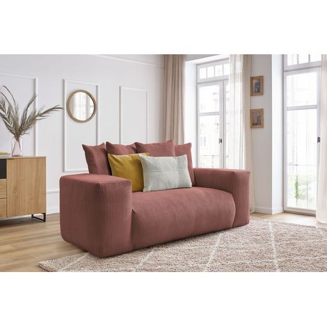 BOBOCHIC - Canapé droit fixe 2 places VOLTAIRE Rose (1/5)
