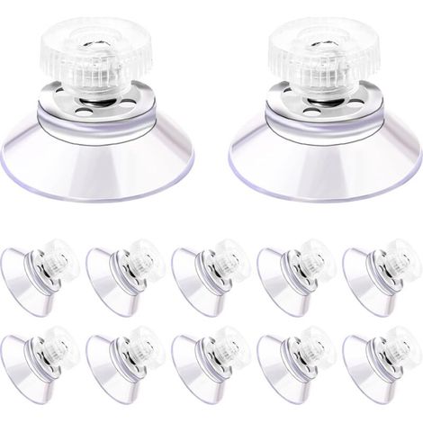 Suction Cups with Screws - 12 Pieces in Glass and Transparent PVC for Windows - Sturdy with Metal Screw Nut for Decoration (1/5)