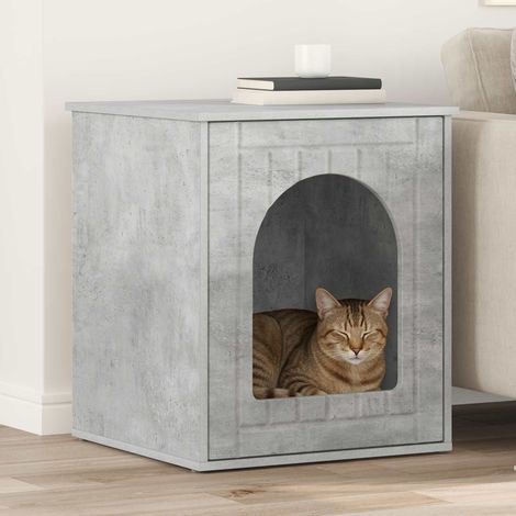 vidaXL Maison pour chat Béton 53 x 52 x 62 cm Bois d'ingénierie