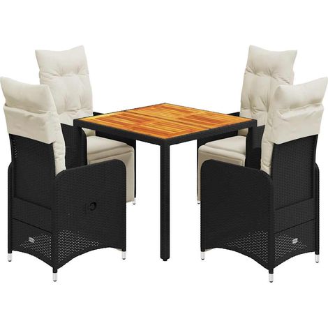 Maison Exclusive - 5-tlg. Garten-Bistro-Set mit Kissen Schwarz Po (1/5)