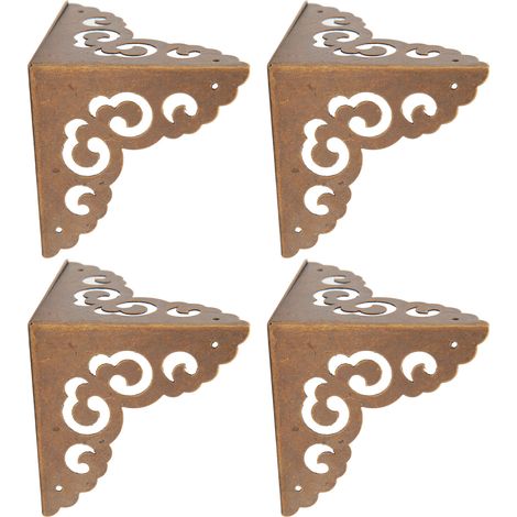 Lot de 4 protections d'angle pour meubles, bureau en bois, boîte à bijoux, coffret cadeau, armoire, couleur bronze (1/5)