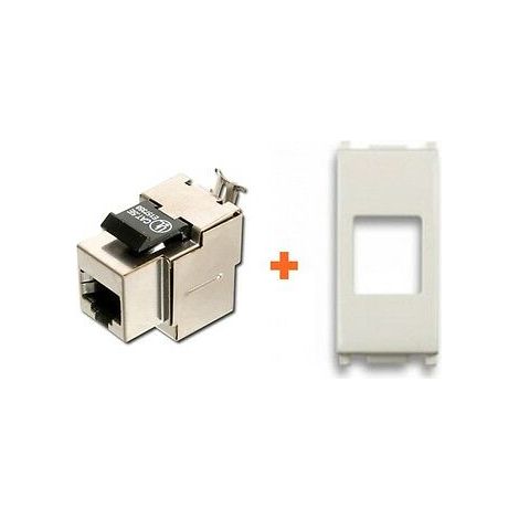 Keystone presa rete cat.6 stp rj45 schermata compatibile vimar plana bianca