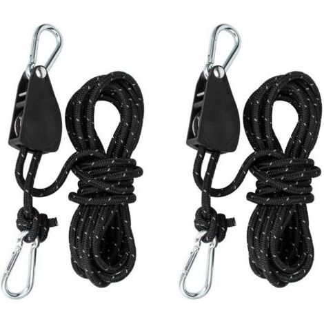 Poulie avec tendeur de câble, cliquet avec corde de 4 mètres, poulie avec tendeur de tente, corde de traction avec frein de corde, convient pour le camping, voile d'ombrage, tente ,(2pcs-11 x 8 x 2,5 (1/5)