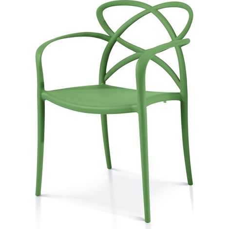 Sedia di Design in Polipropilene con Braccioli Avocado