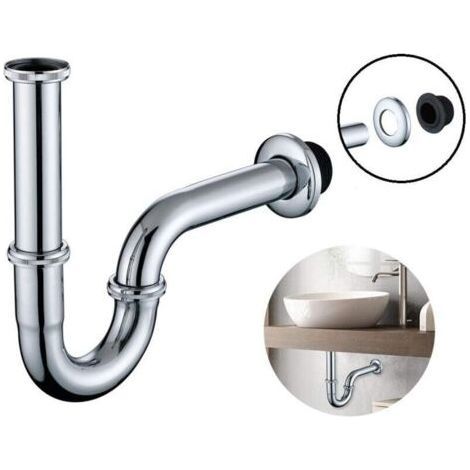 Siphon universel pour lavabo en tube 1 1/4 Ø 32 mm, réglable en hauteur avec rosette murale (1/5)