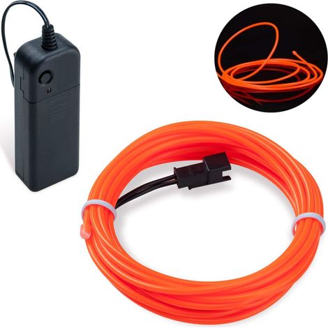 Guirlande Néon LED Flexible - 3 Mètres - Plastique Souple Orange - 3 Modes Lumière Télécommande - Déco Fête Mariage Noël Intérieur Extérieur