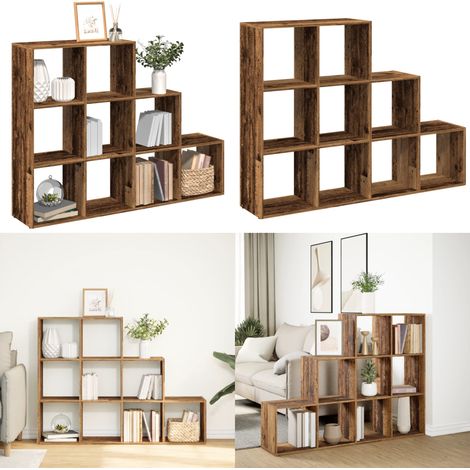 Libreria a 3 Ripiani Legno Vecchio 137,5x29x103,5 cm Truciolato - Scaffale con scomparti cubici - Libreria divisoria
