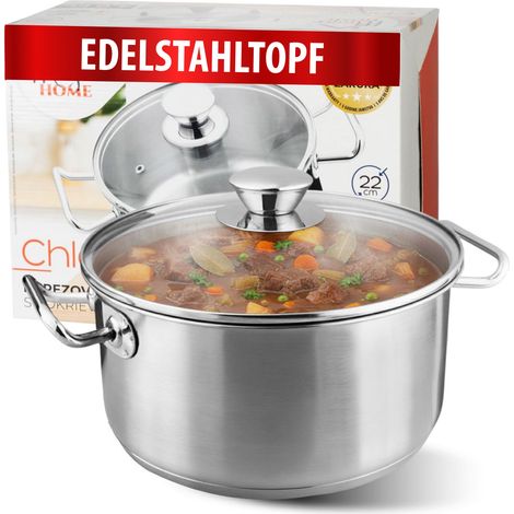 Kochtopf MagicHome Chloe, Topf, 22 cm, 4 Liter, mit Glasdeckel, Edelstahl (1/5)