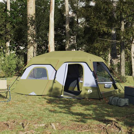 vidaXL Tienda familiar 9 personas impermeable apertura rápida verde (1/5)