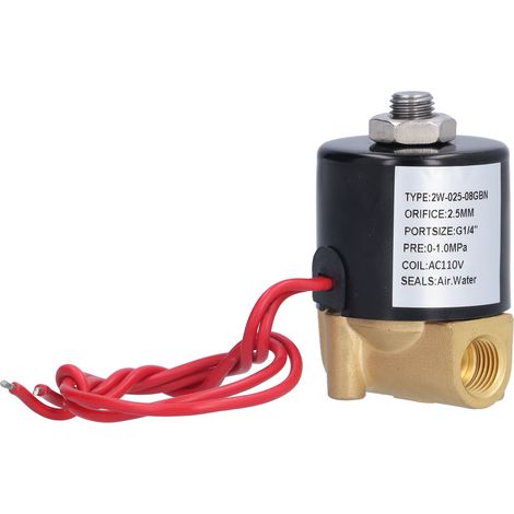 Électrovanne 2 voies à action directe, démarrage sans pression 0-1,0 MPa, raccord 1/4 pouce, électrovanne 110V AC (1/5)