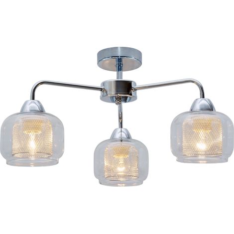 Plafoniera Candellux Ray 3xE14 cromo vetro 56cm trasparente