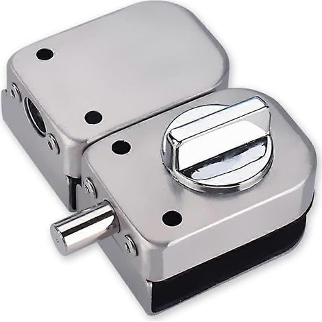 Verrou porte vitrée pêne inoxydable loquet coulissant sans perçage pour portes sans cadre 8-12 mm sécurité bureau maison argent (1/5)
