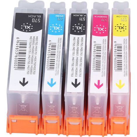 Cartouches d'encre rechargeables PP haute capacité pour imprimantes PIXMA MG5750, MG5751, MG5752, MG5753, MG6850 et MG6851